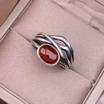 Gem Garnet Women's Ring 925 Sterling Silver Jewelry Vintage Ring