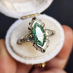 Fashionable Retro Green Horse Eye Zircon Inlaid Women's Ring