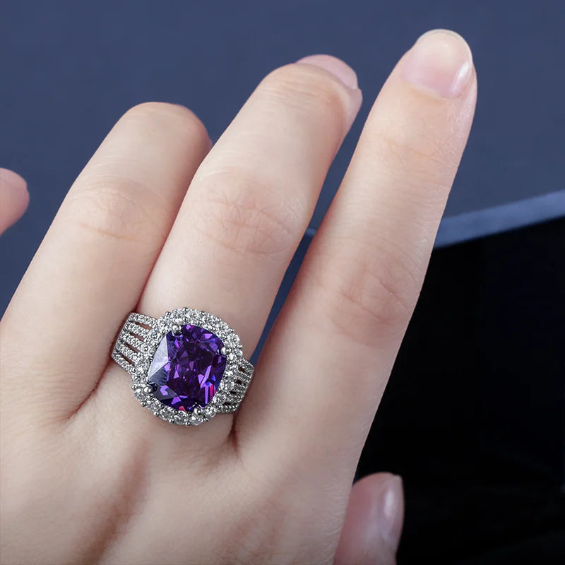 Amethyst Gemstone Silver Resizable RingRing