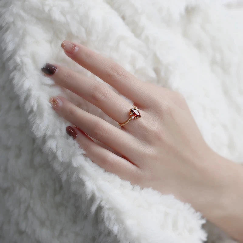 Vintage Style Natural Garnet Rings