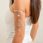 Boho Crystal Pendant Cuff Open BanglesSilver Color 7CHINA