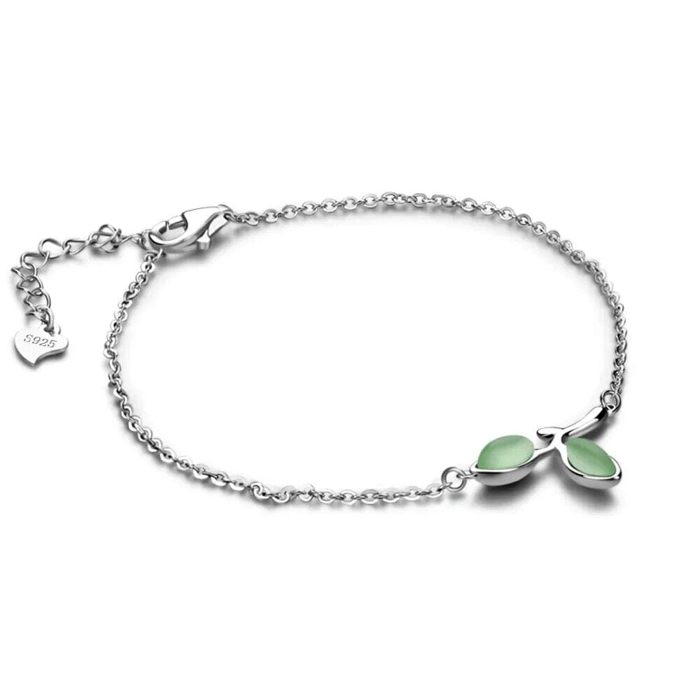 Green Opal Hand Chain 925 Sterling Silver BraceletBracelet