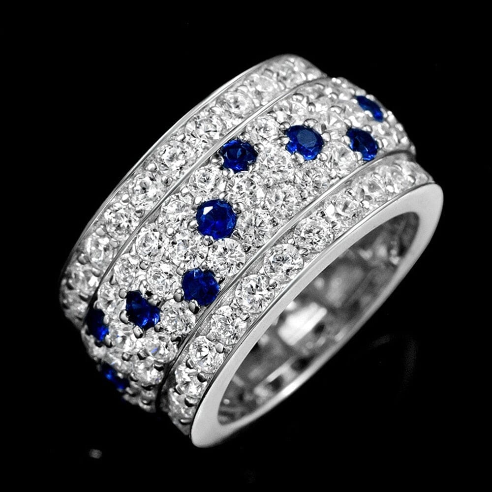 Sapphires and Diamonds 925 Sterling Silver RingRing5