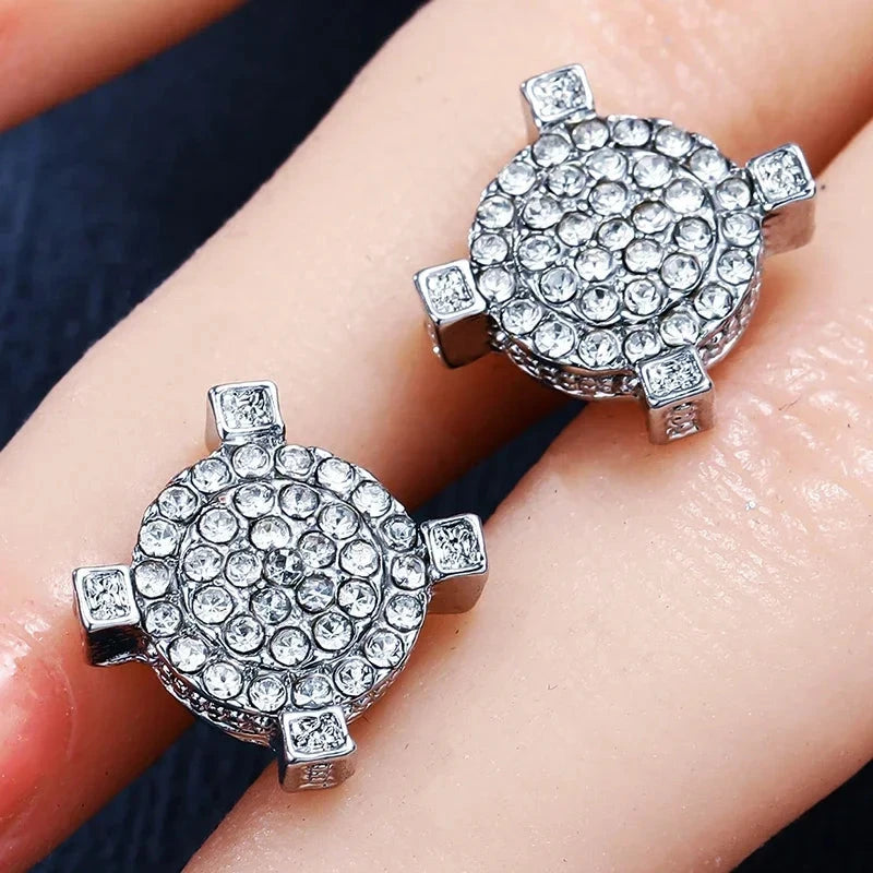 Fashion Gold Color Iced Out Square Bling Stud Earring