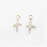 Natural Cross Shape Freshwater pearl earringsGold