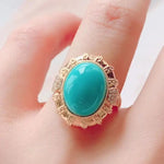 Creative 925 Silver Inlaid Blue-green Ring Single Row ExquisiteresizableStyle 10