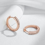 Elegant Rose Gold Zircon Hoop Earrings for Women