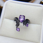 6*8mm Natural Amethyst S925 Sterling Silver RingAmethyst 6x8mmresizable