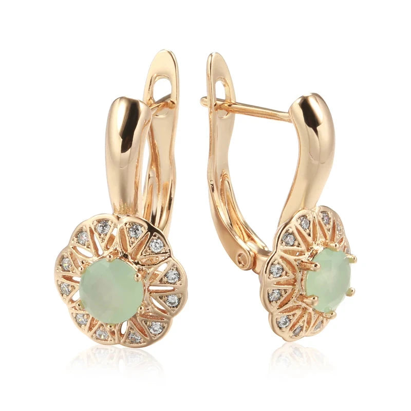 Lake Green Zircon Drop Earrings – 585 Rose GoldROSE GOLD COLORCHINA