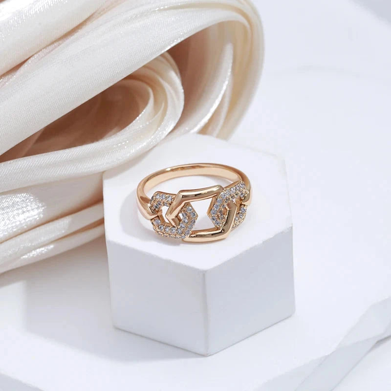 Geometric Hexagon Natural Zircon Trendy Rings For Women