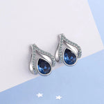 925 Silver Needle Japanese Water Drop Sapphire Flower Earrings