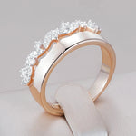 Shiny Natural Zircon Petal Ring – Rose Gold & Silver