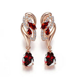 Drop Earring Cubic Zirconia Rose Gold PlatedRed-G