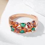 Multi Stone Natural Zircon Rose Gold Rings for Women