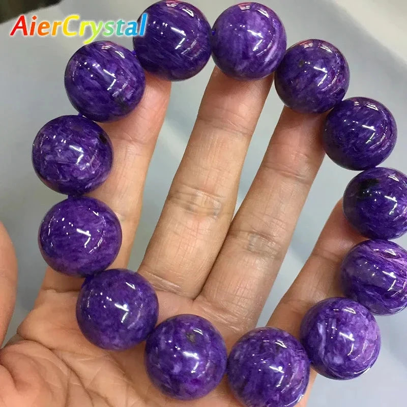 Polished Charoite Beads Bracelets Purple Dragon Crystal Amethyst Stone