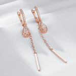 585 Rose Gold Tassel Water Drops Dangle Earrings For Women
