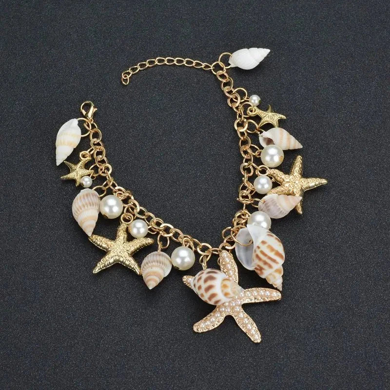 Bohemian Beach Style Bracelet Starfish Shell Charm Bangle