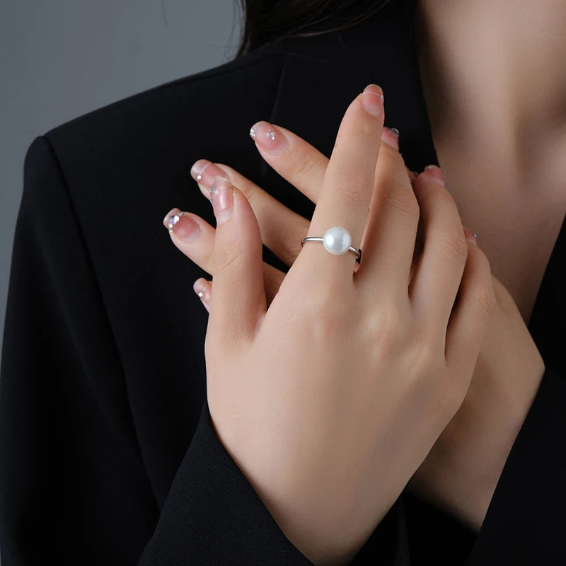 Romantic Simple Round Pearl Ring