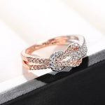 Rose Gold Luxury Two-Tone Knot Ring for Women