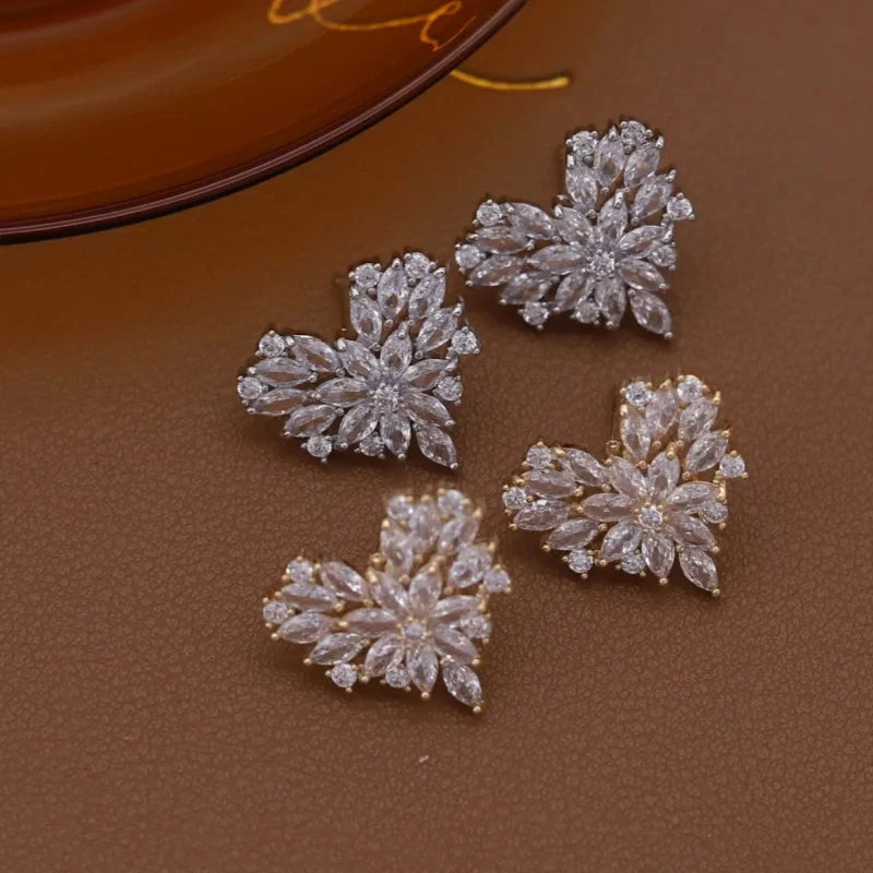 14K Gold Plated Zircon Love Earrings