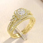 Huitan Fashion 2Pcs Set of Rings for Women Double Layer Stackable Fashion Jewelry Trendy Cubic Zirconia Stone Finger AccessoriesT03378