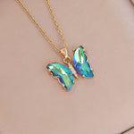 Gradient Butterfly Pendant NecklaceXL255-green