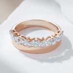 Shiny Natural Zircon Petal Ring – Rose Gold & Silver