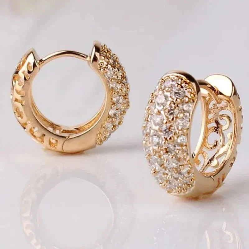 Aesthetic CZ Hollow Hoop Earrings for Women