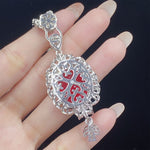 Ruby Diamond Cross Pendant 925 Sterling Silver NecklaceNecklace