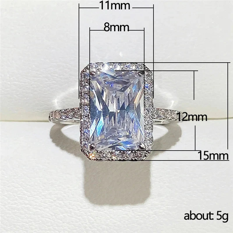 Light luxury Classic 925 sterling silver square Moissanite Ring