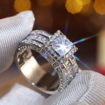 Huitan Princess Cut CZ Ring for Women – Gold/Silver