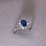 Princess Diana Rings Blue Stone Silver Color Fashion Jewelry