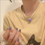 Gradient Butterfly Pendant NecklaceXL374-purple