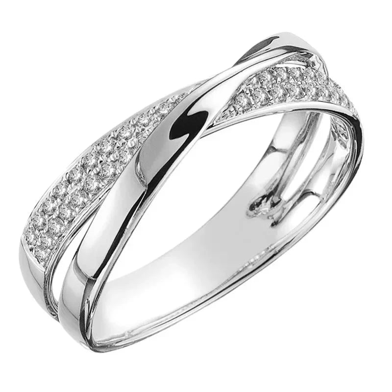Two-Tone 925 Silver Cross Ring with Zirconcolor 111