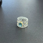 925 Sterling Silver Topaz Ring Lace Hollowing