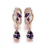 Drop Earring Cubic Zirconia Rose Gold PlatedPurple-G