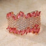 Luxury Fashion Rose Gold Color Inlaid Pink White Cubic Zirconia Ring Exquisite Engagement Wedding Rings for Women Jewelry