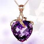 18K Gold-Plated Heart Amethyst Pendant Plated Colored Gemstone