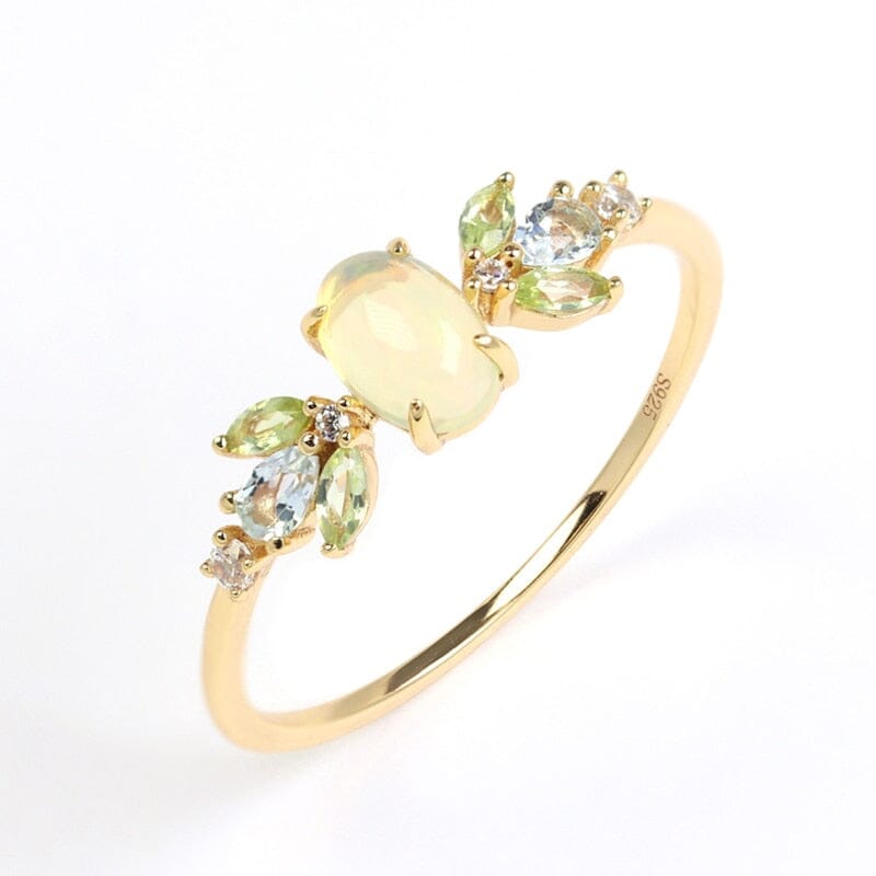 Forest Elf Opal Topaz Peridot Gemstone Gold Plated 925 Sterling Silver RingRing5