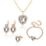 Blue Crystal Ring Necklace Earrings Set Wedding Jewelry SetsWhite Heart