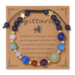 12 Zodiac Signs Natural Stone BraceletSagittariusAdjustable