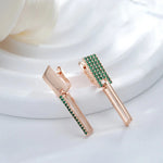 Square Green Zircon Earrings for Women – 585 Rose Gold