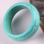 Blue Turquoise Stone Finger RingSize 10