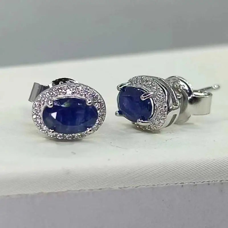 Earrings for Women 100% 925 Sterling Silver Sapphire Stud Earrings