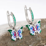 Colorful Enamel Butterfly Drop Earrings for Women