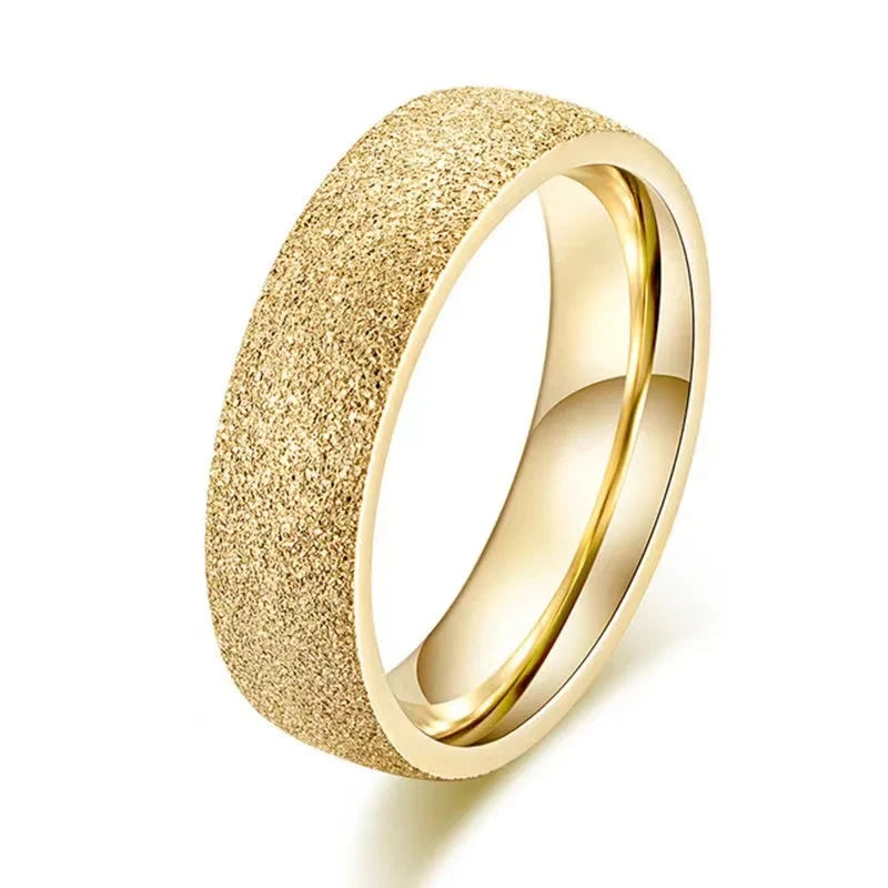 Frosted Stainless Steel Ring for WomenGold 6MM8
