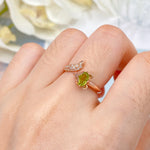 Open Size Cute Fox Animal Rings Natural Peridot925 STERLING SILVERRose Gold