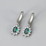 French Retro Green Zircon Earrings – Gold & SilverSilver