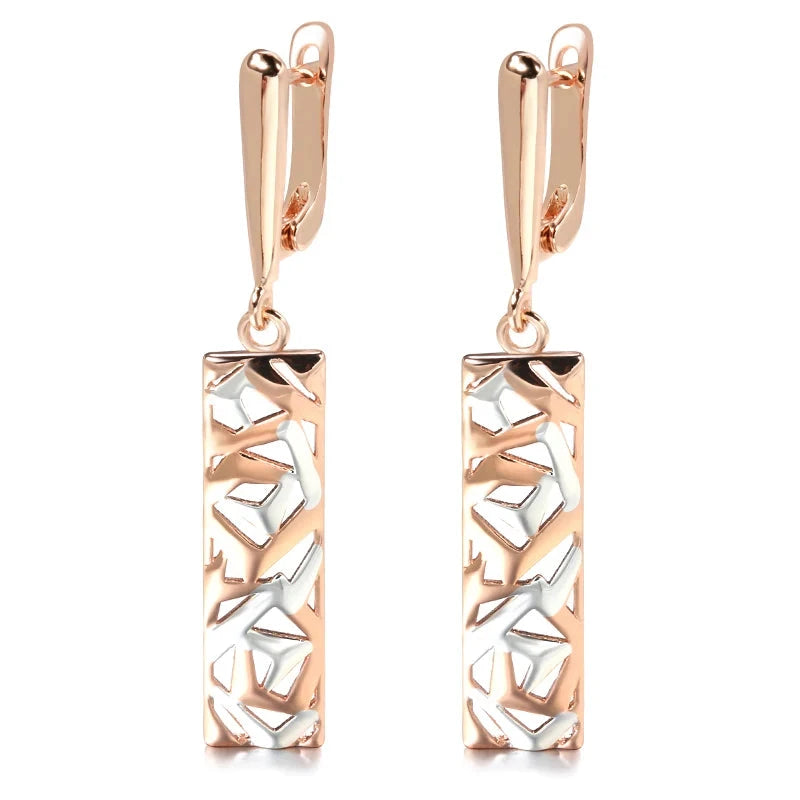 Geometric Hollow Earrings – Rose Gold & SilverROSE GOLD COLORCHINA