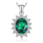 Princess Diana Blue Sapphire Silver Pendant Only0Simulated Emerald925 Sterling Silver